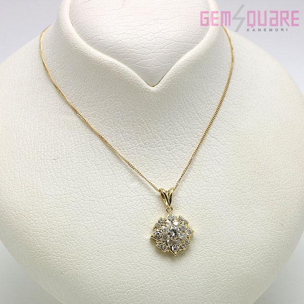 値下げ交渉可】K18YG ダイヤモンド ネックレス D1.00 4.5g 40cm 花 