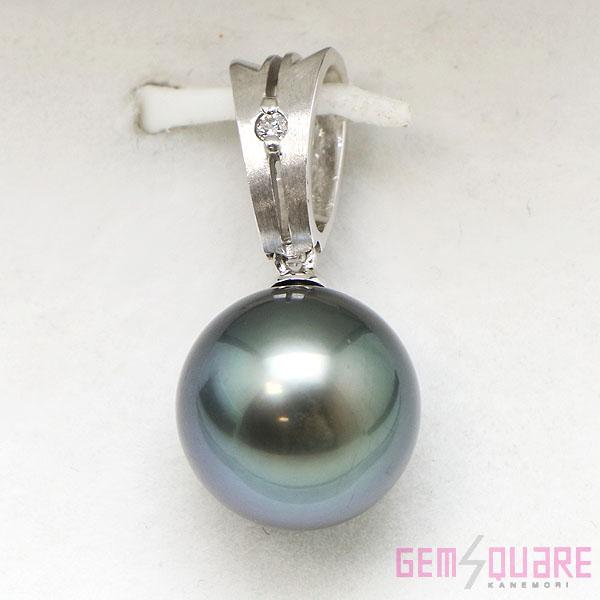 黒蝶真珠K18WGダイヤモンドトップ