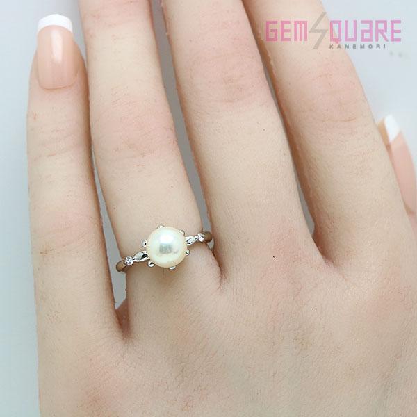 値下げ交渉可】Pt900 アコヤ真珠 パール ダイヤモンド リング 指輪 7.6