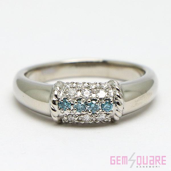 値下げ交渉可】Pt900 ダイヤモンド ブルーダイヤ リング 指輪 D0.30