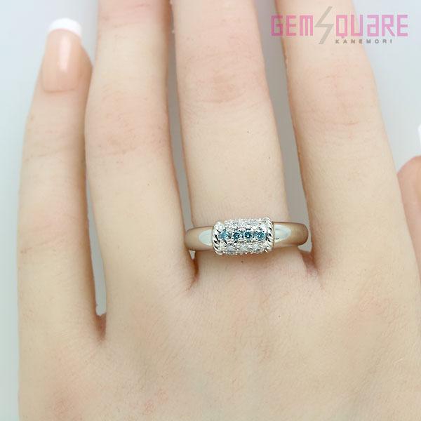 値下げ交渉可】Pt900 ダイヤモンド ブルーダイヤ リング 指輪 D0.30