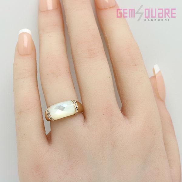 値下げ交渉可】K18PG シェル ダイヤモンド リング 指輪 D0.09 4.1g 13