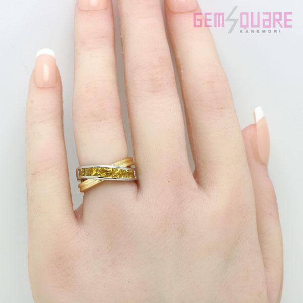 値下げ交渉可】PTK18 イエローサファイア リング 指輪 YS7個 6.25g 9号