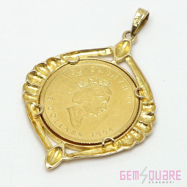 完全1点物！木目金ペンダントトップ！値下げしました！ 値下げ交渉可】K18/K24 1/10オンス メイプルリーフ コイン ペンダント