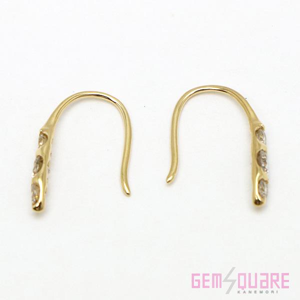 本日のみお値下げK18 ダイヤモンド ピアス 値下げ交渉可】K18 ダイヤモンド フックピアス D0.10×2 0.4g 中古 美品