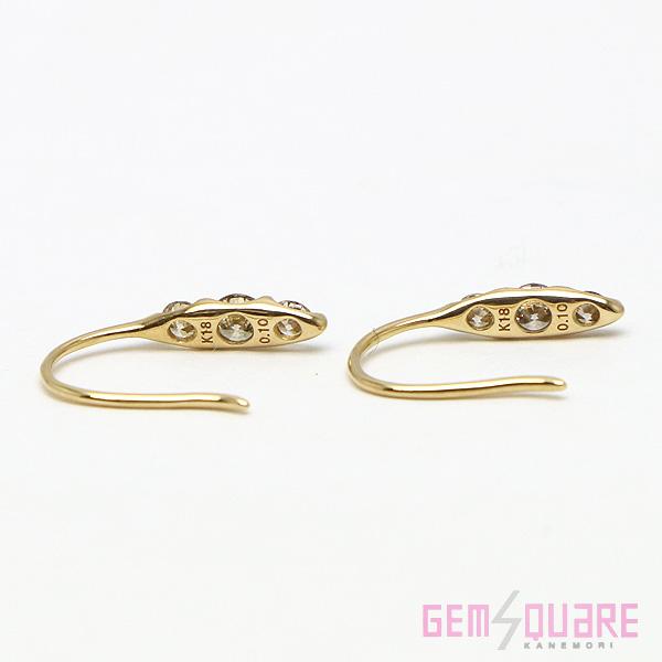 値下げ交渉可】K18 ダイヤモンド フックピアス D0.10×2 0.4g 中古 美品