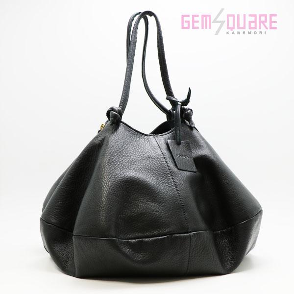 【値下げ交渉可】POMTATA ポンタタ ENVAN TOTE L バッグ 黒 カーフ ポーチ付 日本製 中古 P2514【質屋出店】 | POMTATA