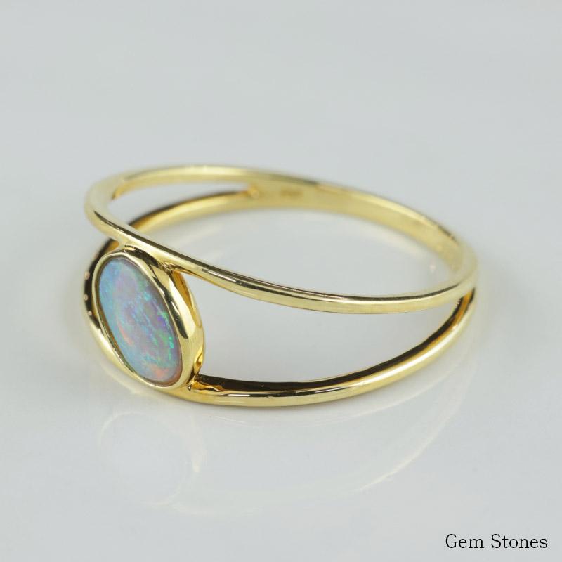 ブラックオパール 0.22ct 18金 ゴールド K18 リング 指輪 ジュエリー  