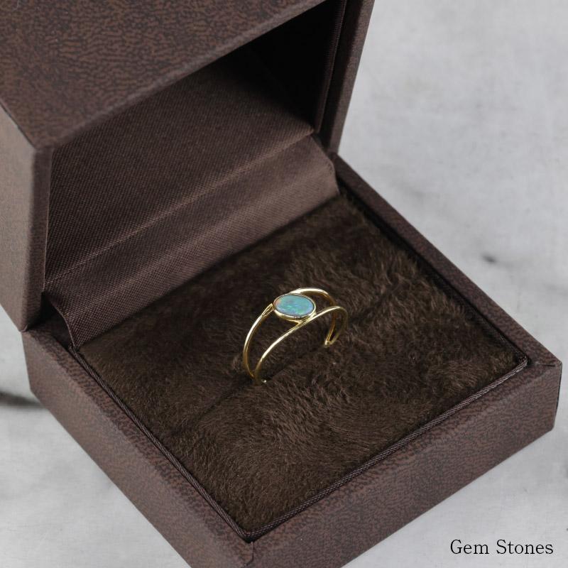 ブラックオパール 0.22ct 18金 ゴールド K18 リング 指輪 ジュエリー  