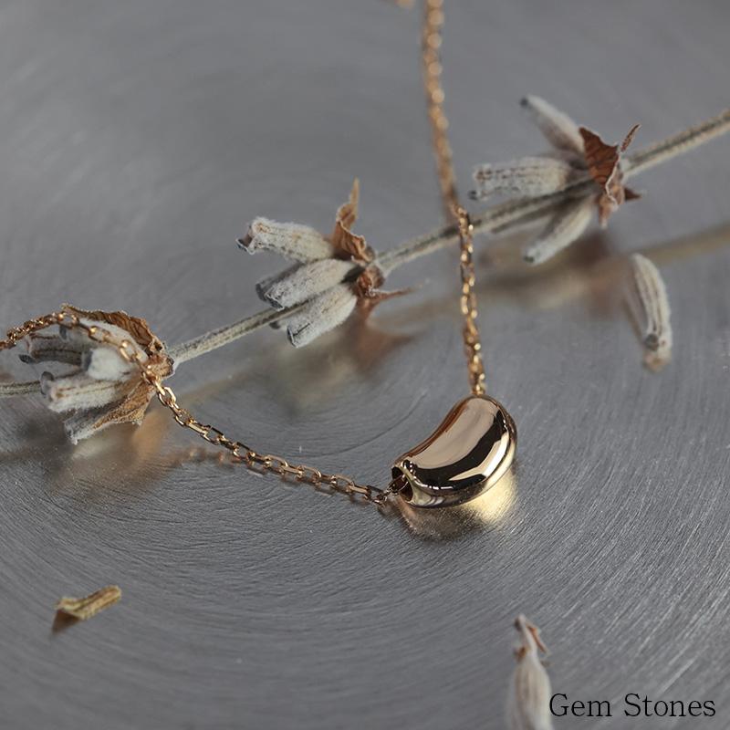 18金 ビーンズ ネックレス k18 ペンダント 40cm レディース プチ