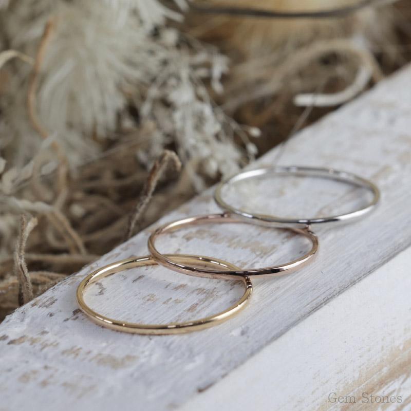 【人気商品】 Fine Ring Smooth レディース プラチナ ピンク ゴールド リング 1mm K18 Pt900 甲丸 指輪 華奢 シンプル 極細 細 ピンキー ペア 誕生日の画像