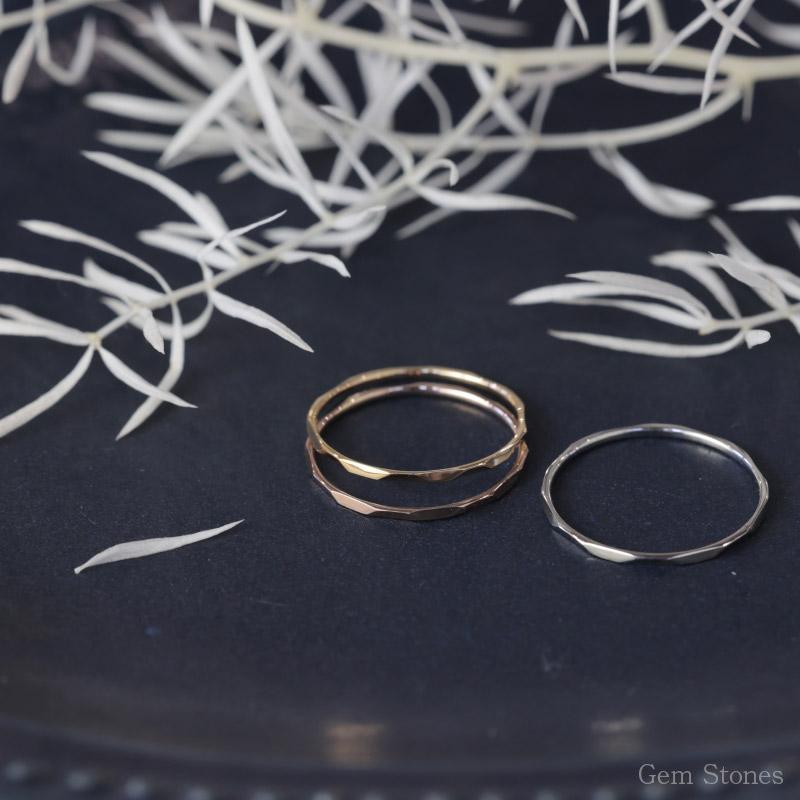 【人気商品】 Fine Ring Tsutime レディース プラチナ ピンク ゴールド リング 1mm K18 Pt900 槌目 指輪 華奢 シンプル 極細 細 ピンキー ペア 誕生日の画像