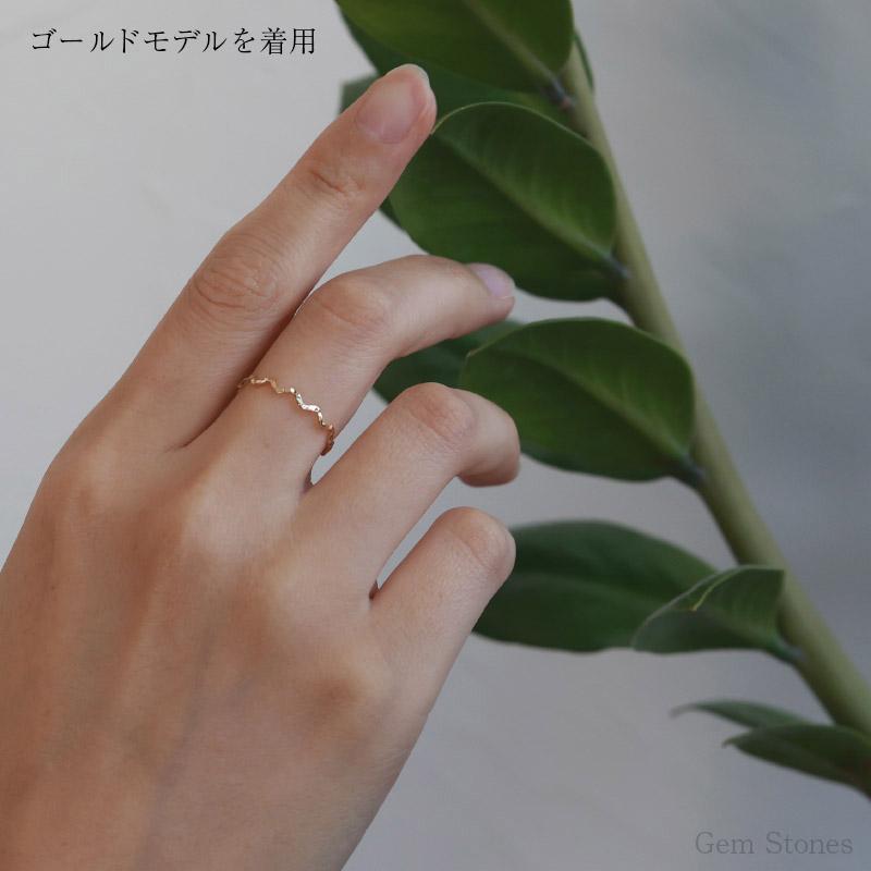 Fine Ring Sazanami レディース プラチナ ピンク ゴールド リング 1mm K18 Pt900 ウェーブ 指輪 華奢 シンプル 極細 細 ピンキー ペア 誕生日の画像