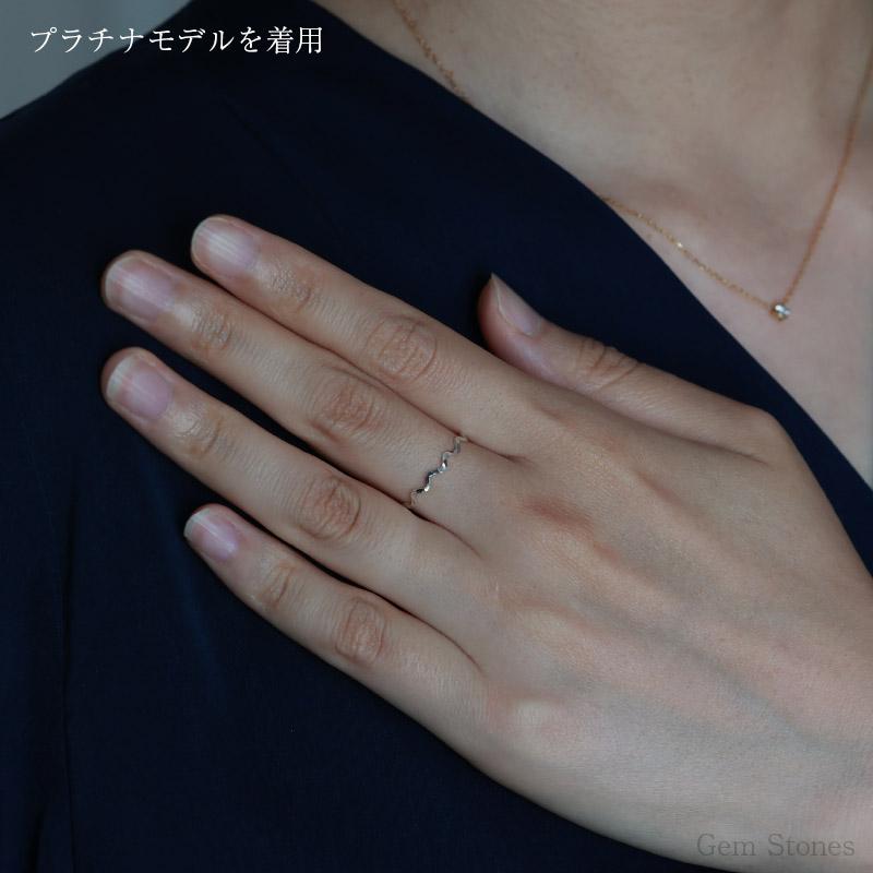 Fine Ring Sazanami レディース プラチナ ピンク ゴールド リング 1mm K18 Pt900 ウェーブ 指輪 華奢 シンプル 極細 細 ピンキー ペア 誕生日の画像