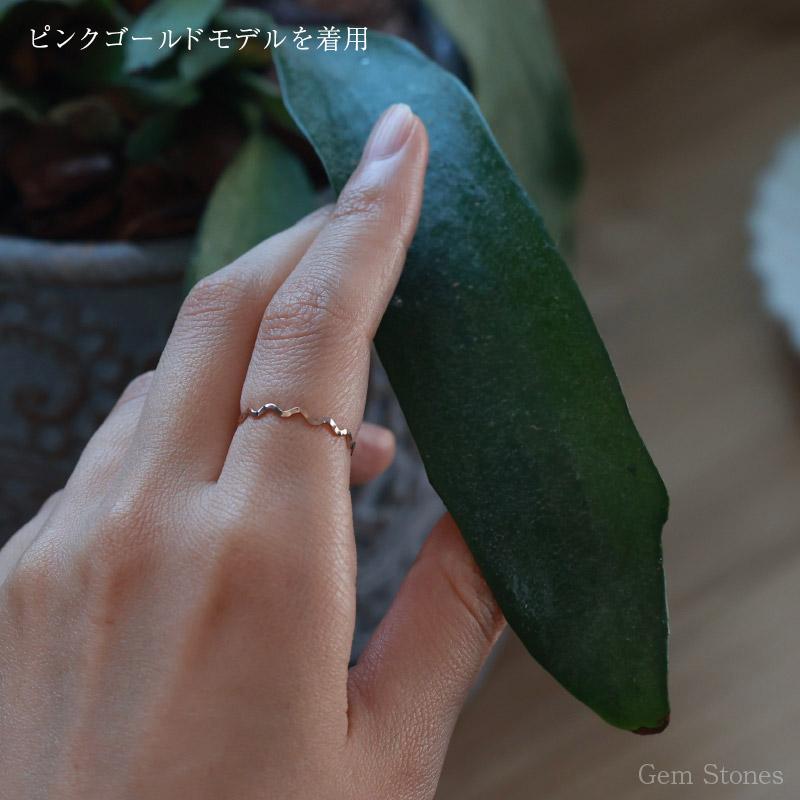 Fine Ring Sazanami レディース プラチナ ピンク ゴールド リング 1mm K18 Pt900 ウェーブ 指輪 華奢 シンプル 極細 細 ピンキー ペア 誕生日の画像