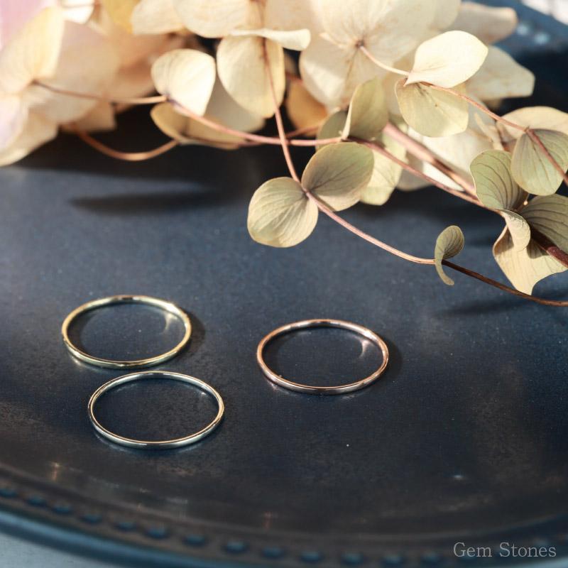 Fine Ring Smooth 10金 指輪 リング 華奢 K10 イエロー ホワイト