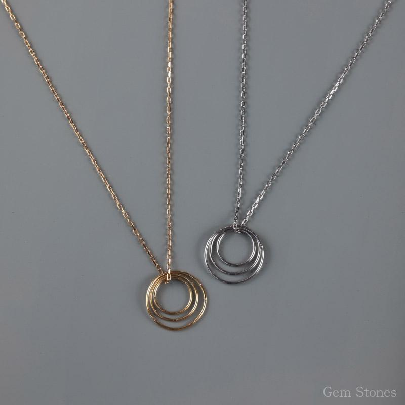 RINNE K18 Pt900 レディース ネックレス ループ ペンダント ゴールド プラチナ Pt850 円 丸 輪 細い 華奢 サークル