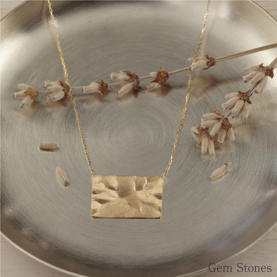 18金 プレート ネックレス レディース ゴールド 艶消し 槌目 シンプル