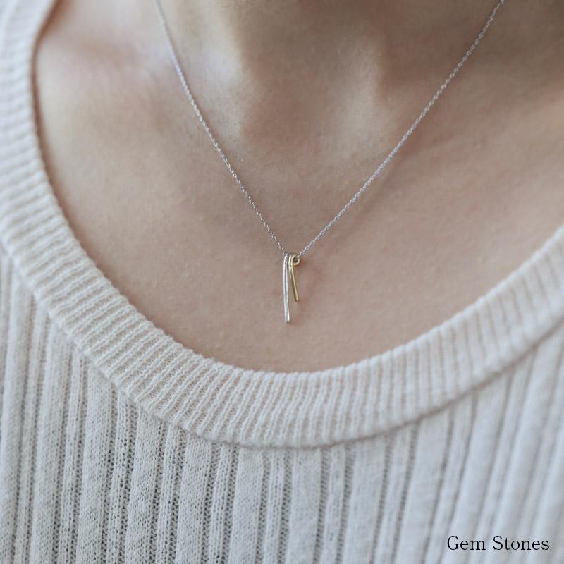 Le Lien Lutin K18 ゴールド シルバー ネックレス ペンダント 棒 バー