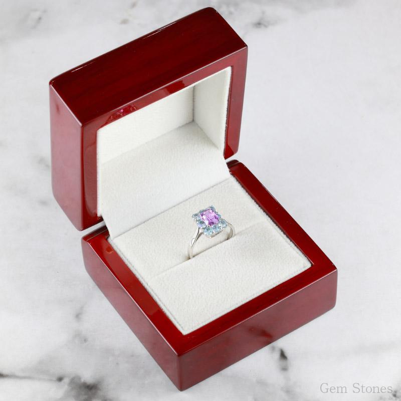 非加熱 パープル サファイア 1.24ct アクアマリン リング