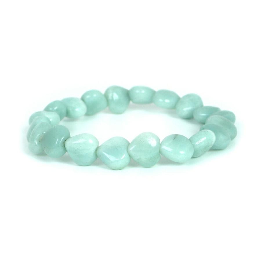 パワーストーン 天然石 ブレスレット アマゾナイト ハート 10mm（厚み5mm） 数珠 念珠 Bracelet お試し価格 | 