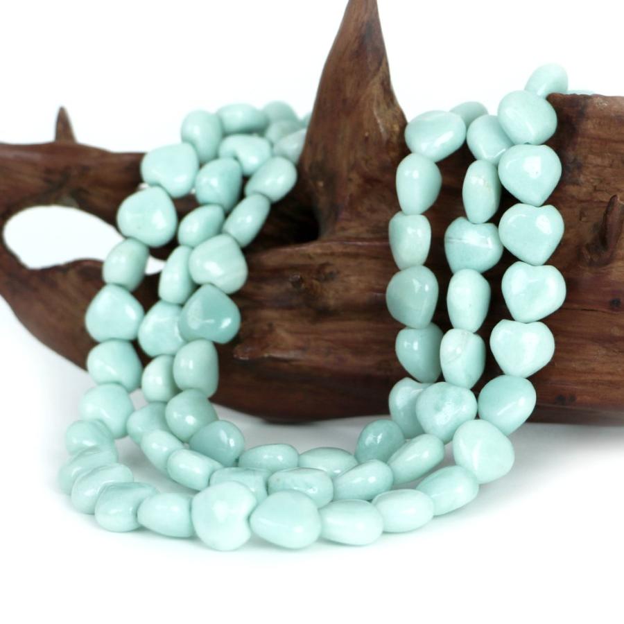 パワーストーン 天然石 ブレスレット アマゾナイト ハート 10mm（厚み5mm） 数珠 念珠 Bracelet お試し価格 |  | 10