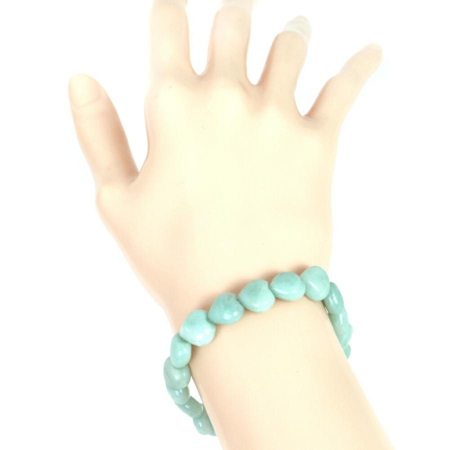 パワーストーン 天然石 ブレスレット アマゾナイト ハート 10mm（厚み5mm） 数珠 念珠 Bracelet お試し価格 |  | 02