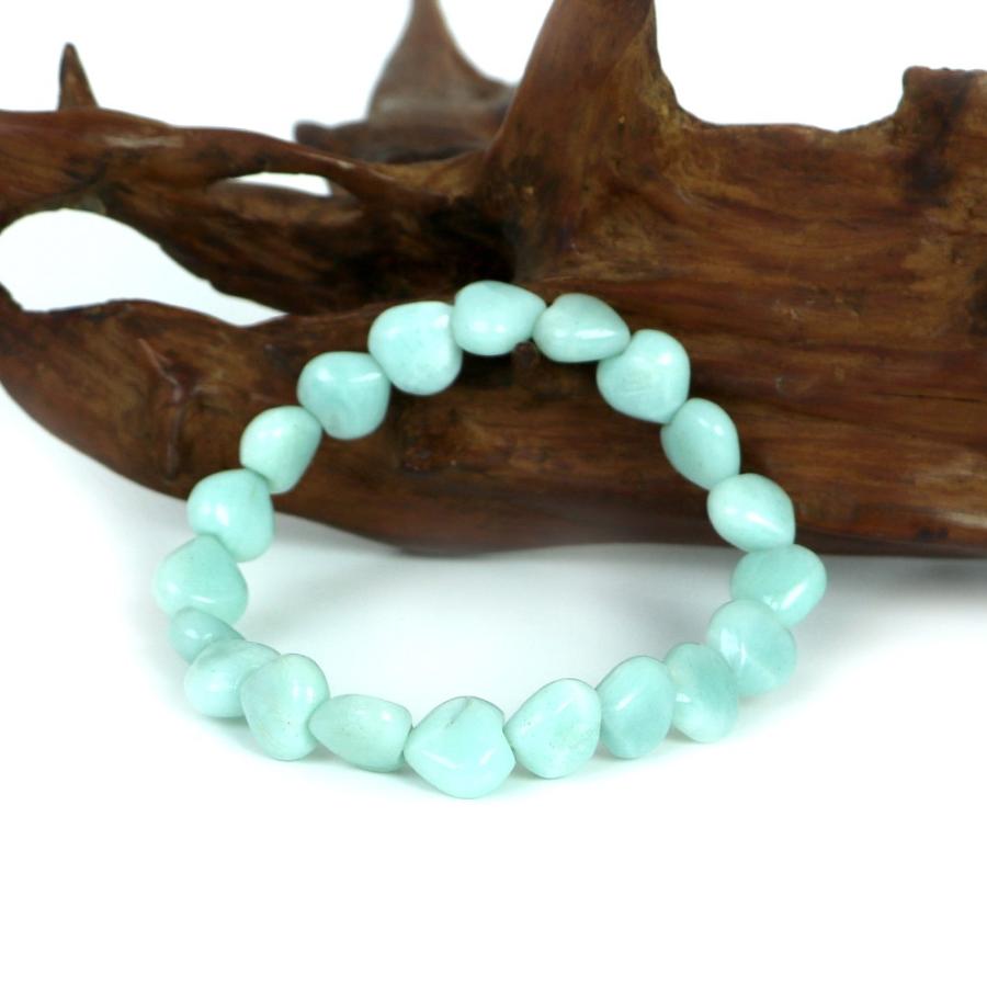 パワーストーン 天然石 ブレスレット アマゾナイト ハート 10mm（厚み5mm） 数珠 念珠 Bracelet お試し価格 |  | 03