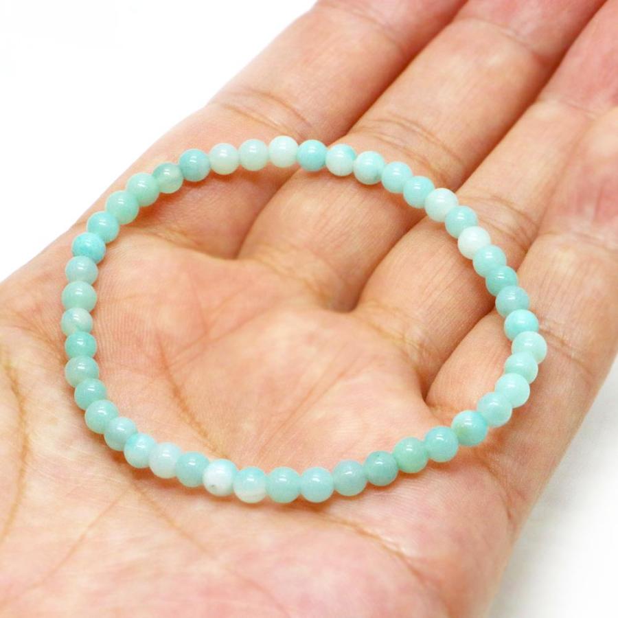 パワーストーン 天然石 ブレスレット アマゾナイト 丸玉 4mm 数珠 念珠 Bracelet お試し価格 |  | 04
