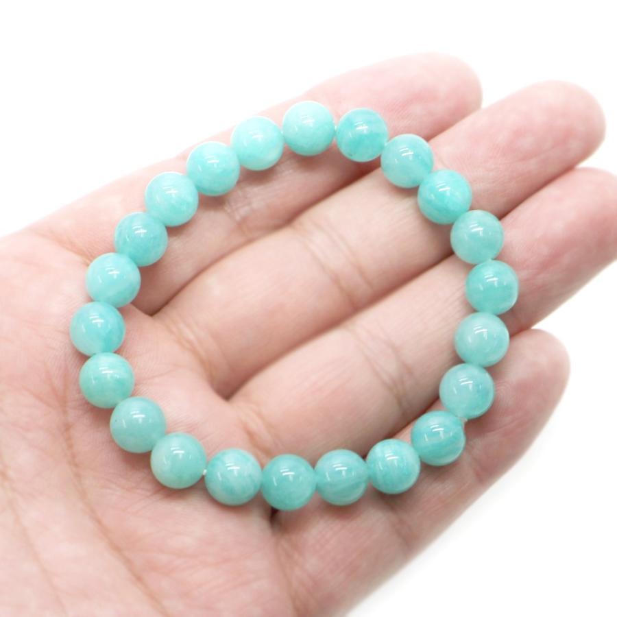 パワーストーン 天然石 ブレスレット アマゾナイトAA（ロシア産） 丸玉 8mm 数珠 念珠 Bracelet お試し価格 |  | 04