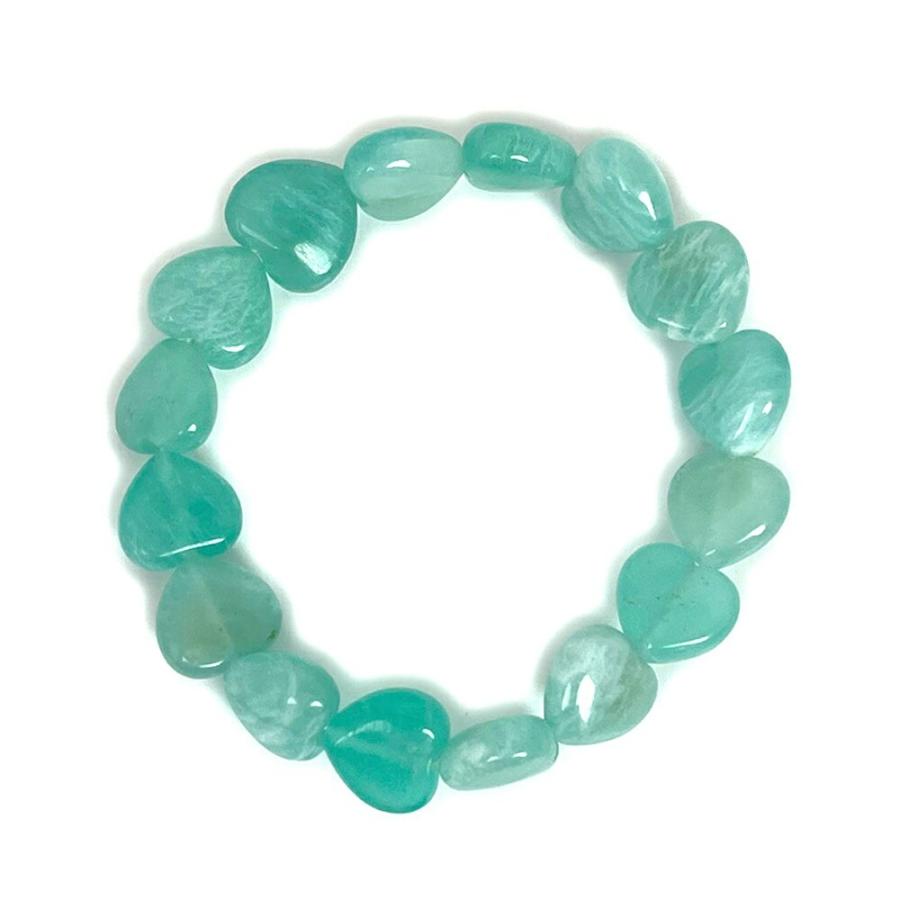 パワーストーン 天然石 ブレスレット アマゾナイト ハート 12mm（厚み5mm） 数珠 念珠 Bracelet お試し価格 |  | 01