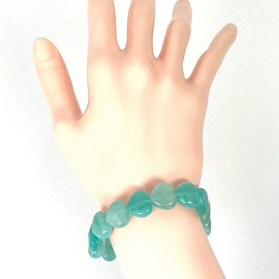 パワーストーン 天然石 ブレスレット アマゾナイト ハート 12mm（厚み5mm） 数珠 念珠 Bracelet お試し価格 |  | 02
