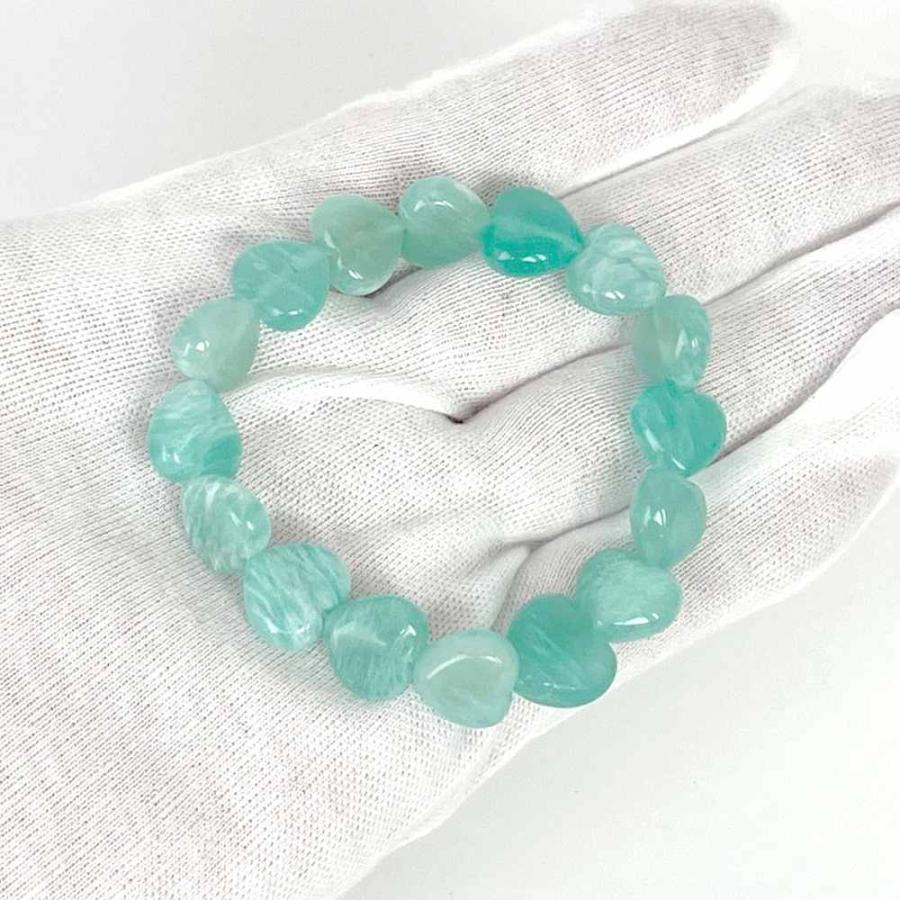 パワーストーン 天然石 ブレスレット アマゾナイト ハート 12mm（厚み5mm） 数珠 念珠 Bracelet お試し価格 |  | 04