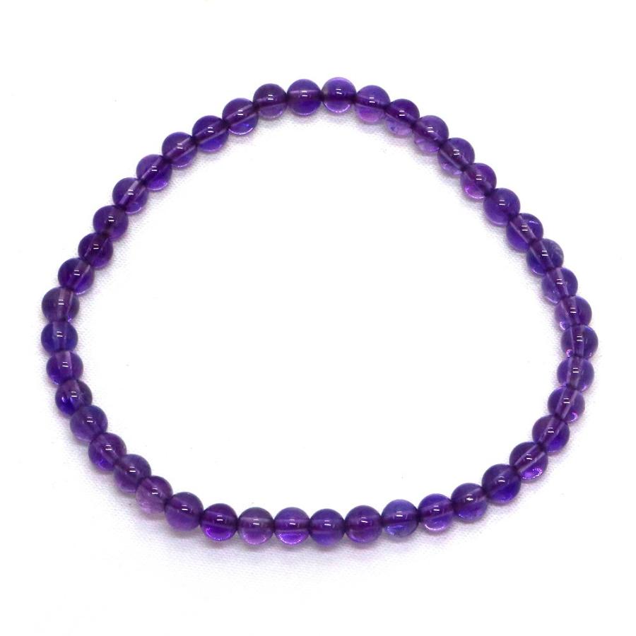 パワーストーン 天然石 ブレスレット アメジスト 丸玉 4mm 数珠 念珠 Bracelet お試し価格 |  | 01