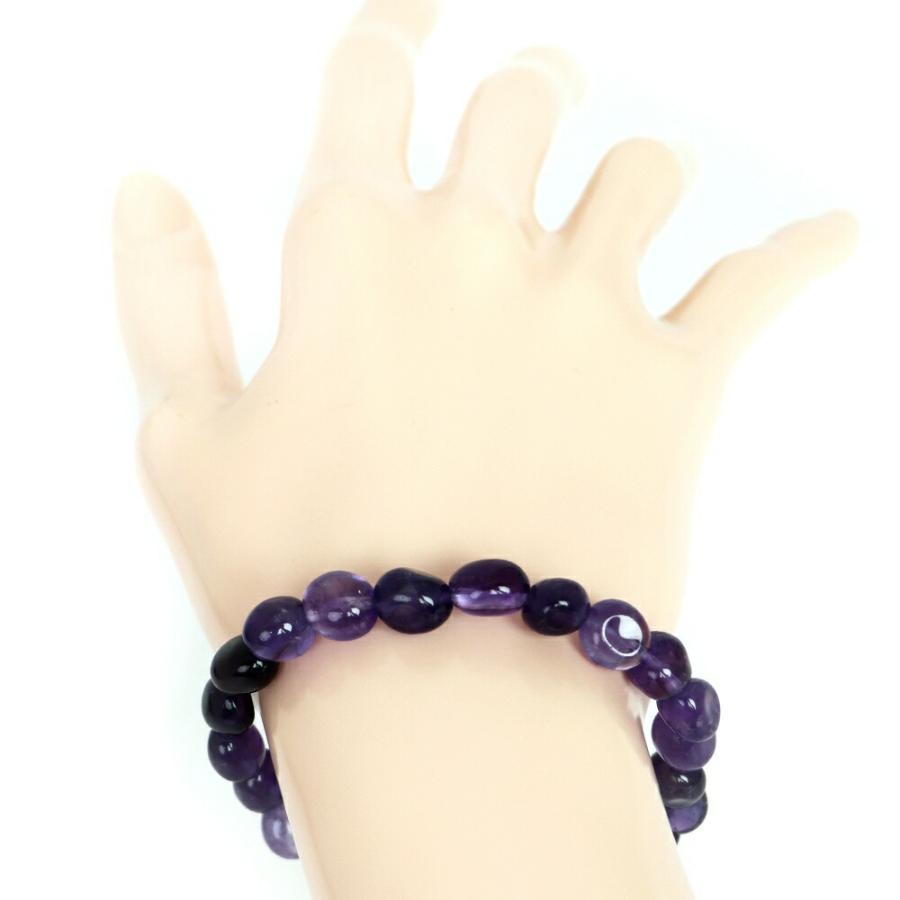 パワーストーン 天然石 ブレスレット アメジスト タンブル 横幅/約9ｍｍ 数珠 念珠 Bracelet お試し価格 |  | 02