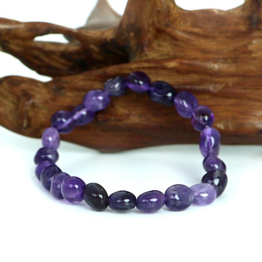 パワーストーン 天然石 ブレスレット アメジスト タンブル 横幅/約9ｍｍ 数珠 念珠 Bracelet お試し価格 |  | 03