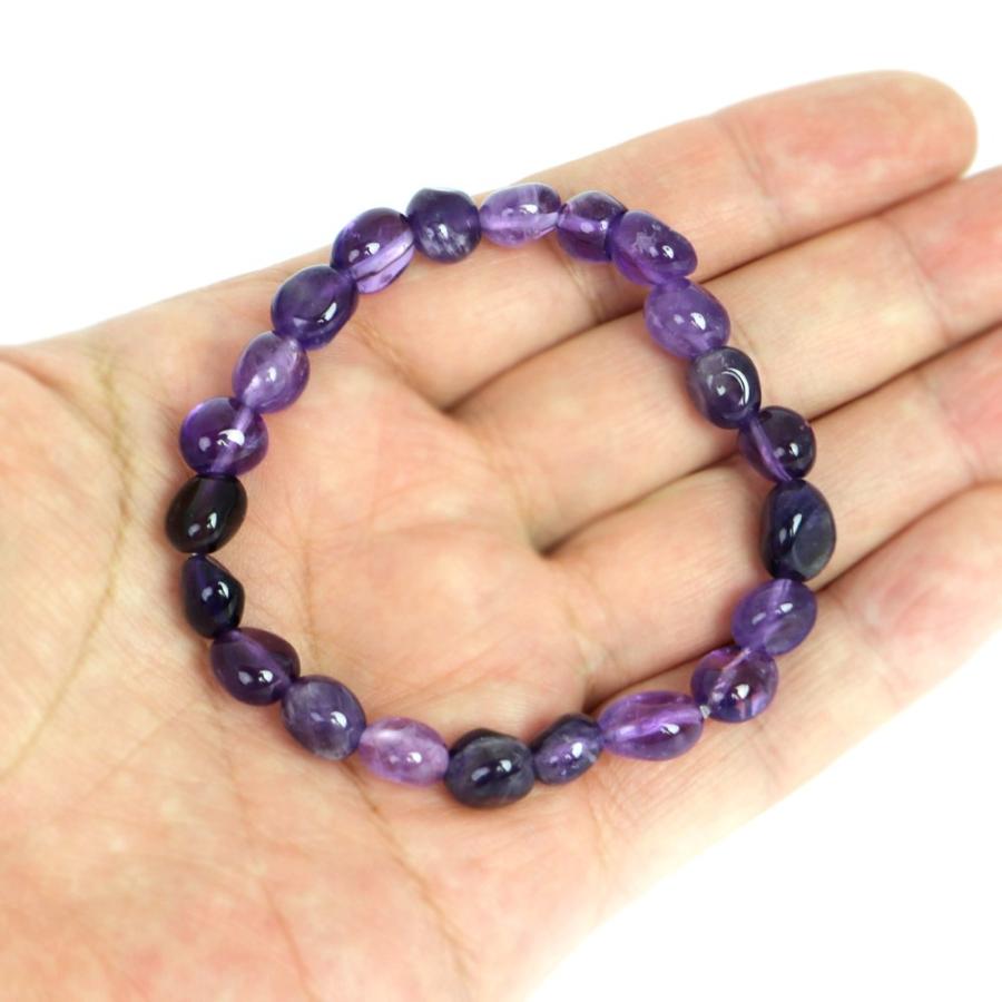 パワーストーン 天然石 ブレスレット アメジスト タンブル 横幅/約9ｍｍ 数珠 念珠 Bracelet お試し価格 |  | 04