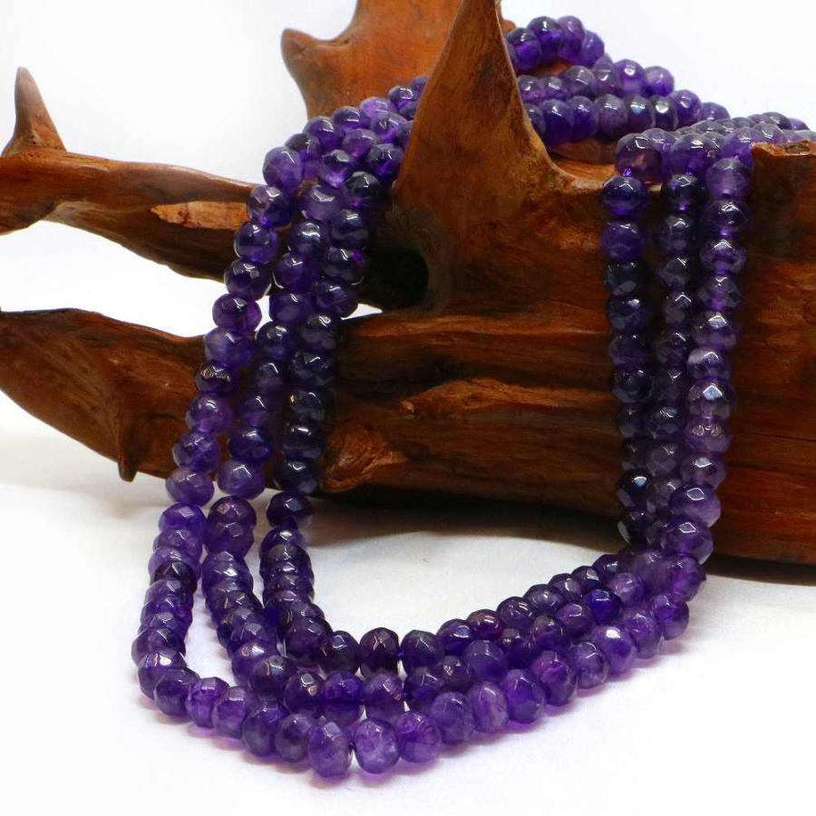 パワーストーン 天然石 ブレスレット アメジスト ボタンカット 4×6mm 数珠 念珠 Bracelet お試し価格 |  | 11
