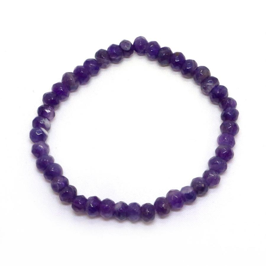 パワーストーン 天然石 ブレスレット アメジスト ボタンカット 4×6mm 数珠 念珠 Bracelet お試し価格 |  | 01