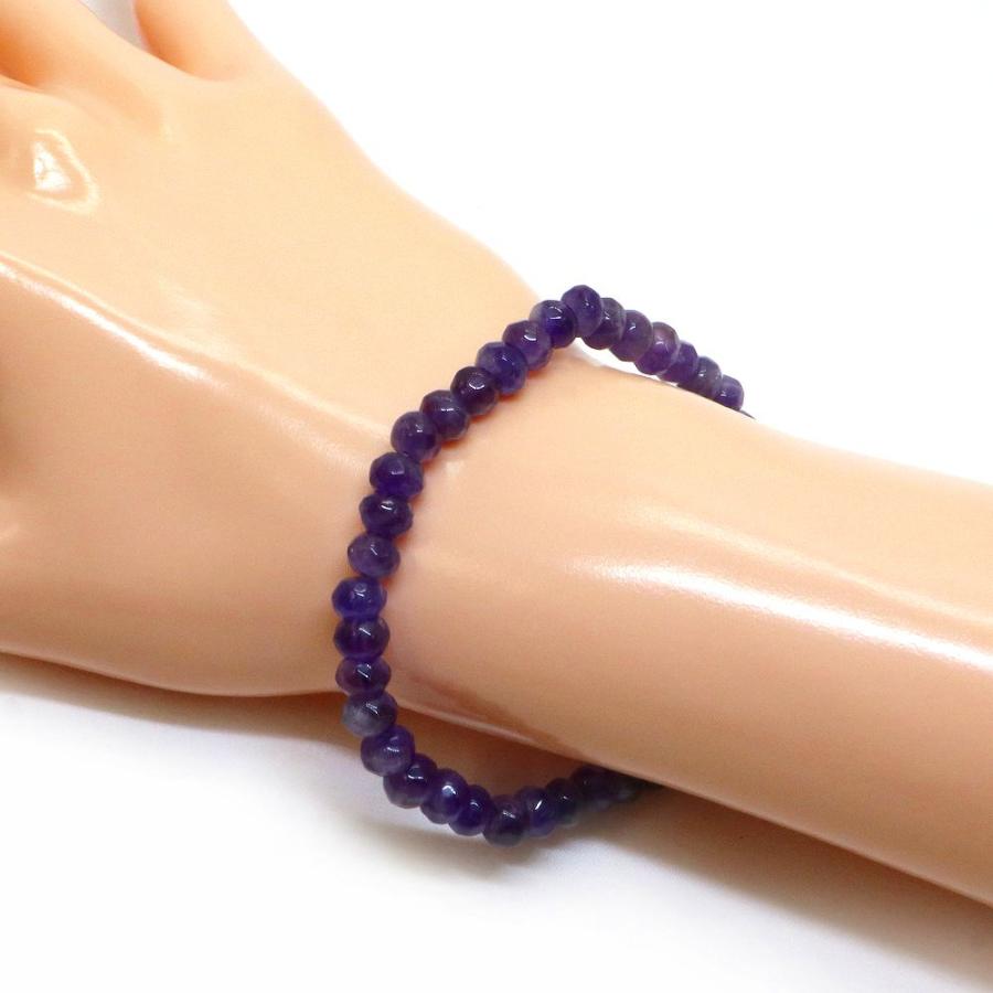 パワーストーン 天然石 ブレスレット アメジスト ボタンカット 4×6mm 数珠 念珠 Bracelet お試し価格 |  | 02