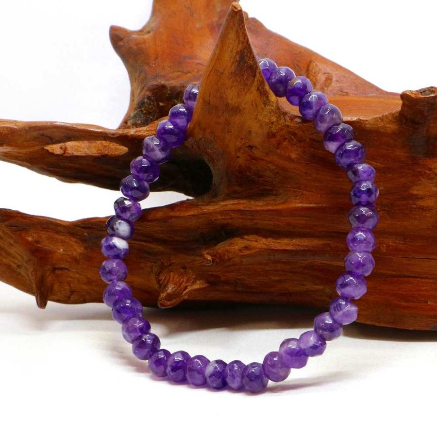 パワーストーン 天然石 ブレスレット アメジスト ボタンカット 4×6mm 数珠 念珠 Bracelet お試し価格 |  | 03