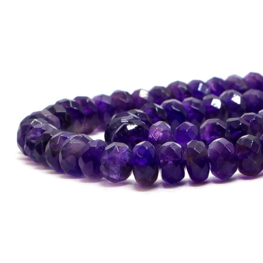 パワーストーン 天然石 ブレスレット アメジスト ボタンカット 5×8mm 数珠 念珠 Bracelet お試し価格 |  | 10