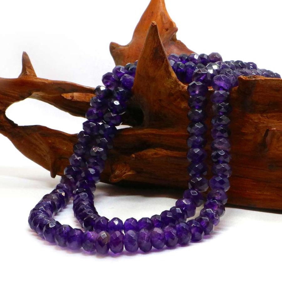 パワーストーン 天然石 ブレスレット アメジスト ボタンカット 5×8mm 数珠 念珠 Bracelet お試し価格 |  | 11