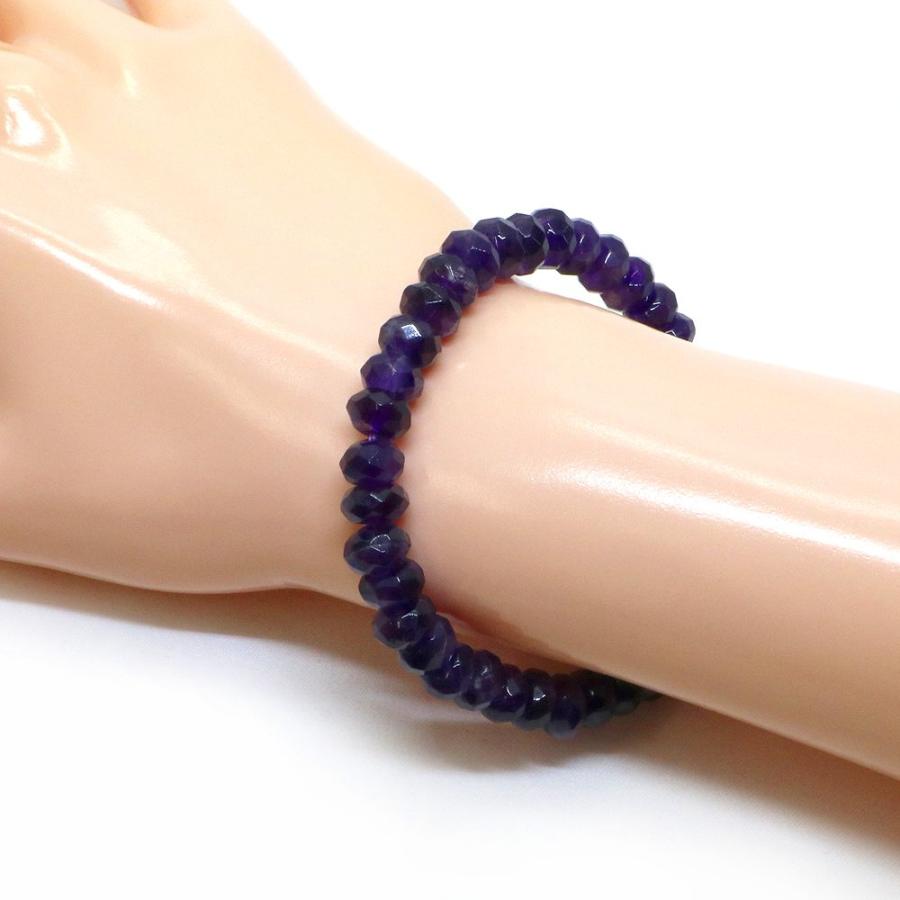 パワーストーン 天然石 ブレスレット アメジスト ボタンカット 5×8mm 数珠 念珠 Bracelet お試し価格 |  | 02