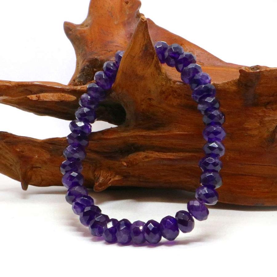 パワーストーン 天然石 ブレスレット アメジスト ボタンカット 5×8mm 数珠 念珠 Bracelet お試し価格 |  | 03