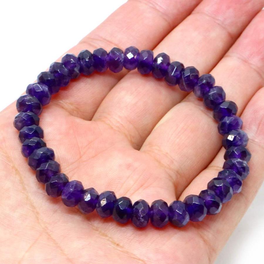 パワーストーン 天然石 ブレスレット アメジスト ボタンカット 5×8mm 数珠 念珠 Bracelet お試し価格 |  | 04