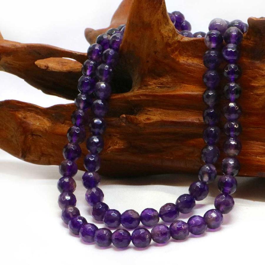 パワーストーン 天然石 ブレスレット アメジスト カット 6mm 数珠 念珠 Bracelet お試し価格 |  | 11