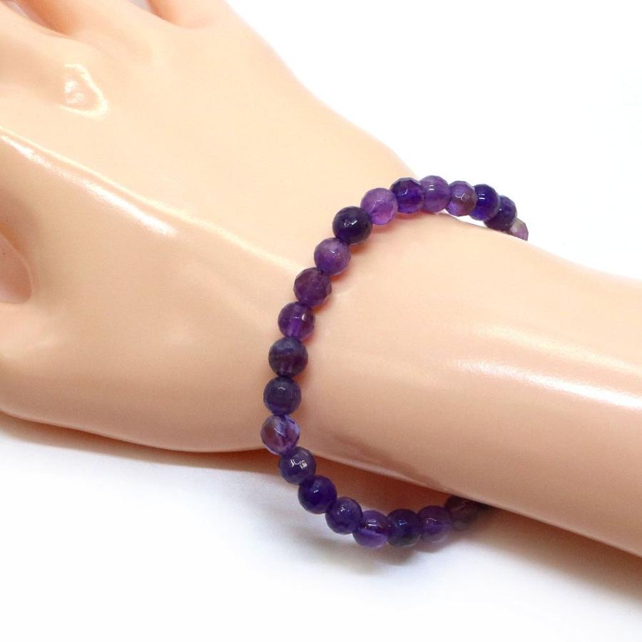 パワーストーン 天然石 ブレスレット アメジスト カット 6mm 数珠 念珠 Bracelet お試し価格 |  | 02