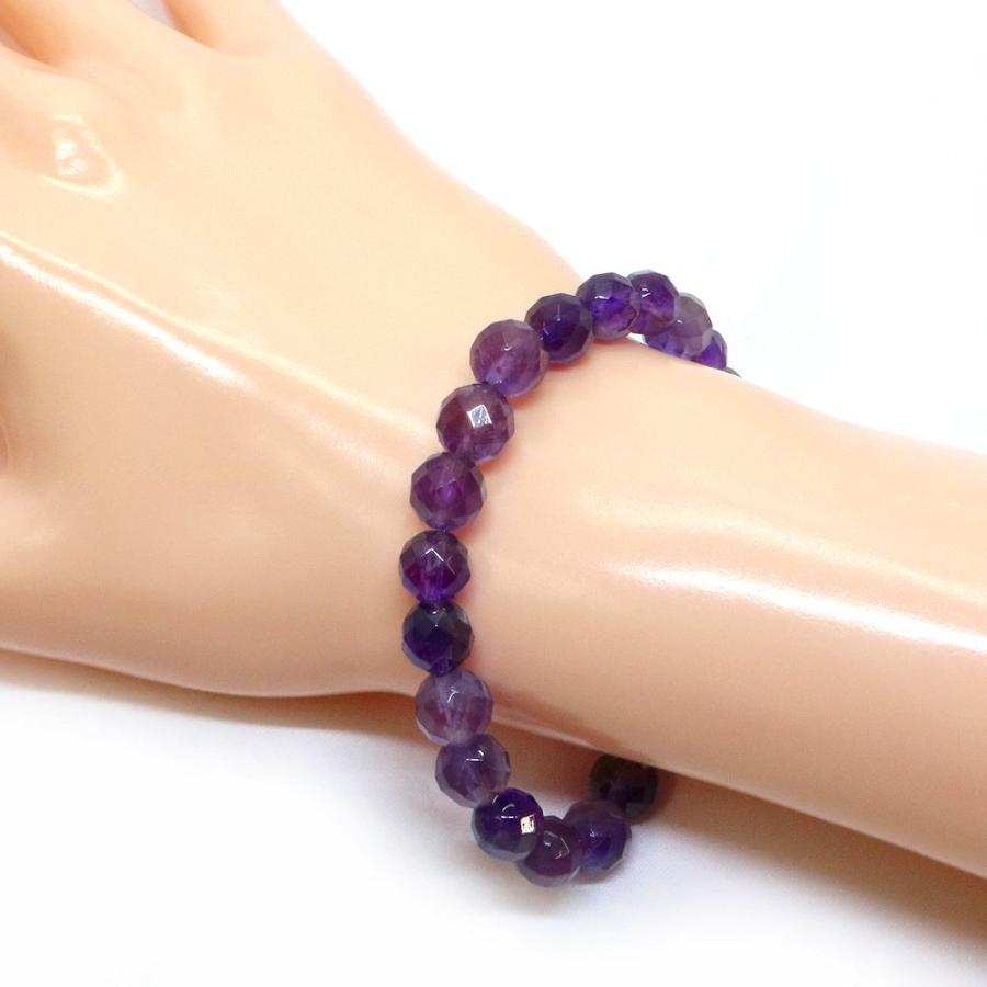 パワーストーン 天然石 ブレスレット アメジスト カット 8mm 数珠 念珠 Bracelet お試し価格 |  | 02
