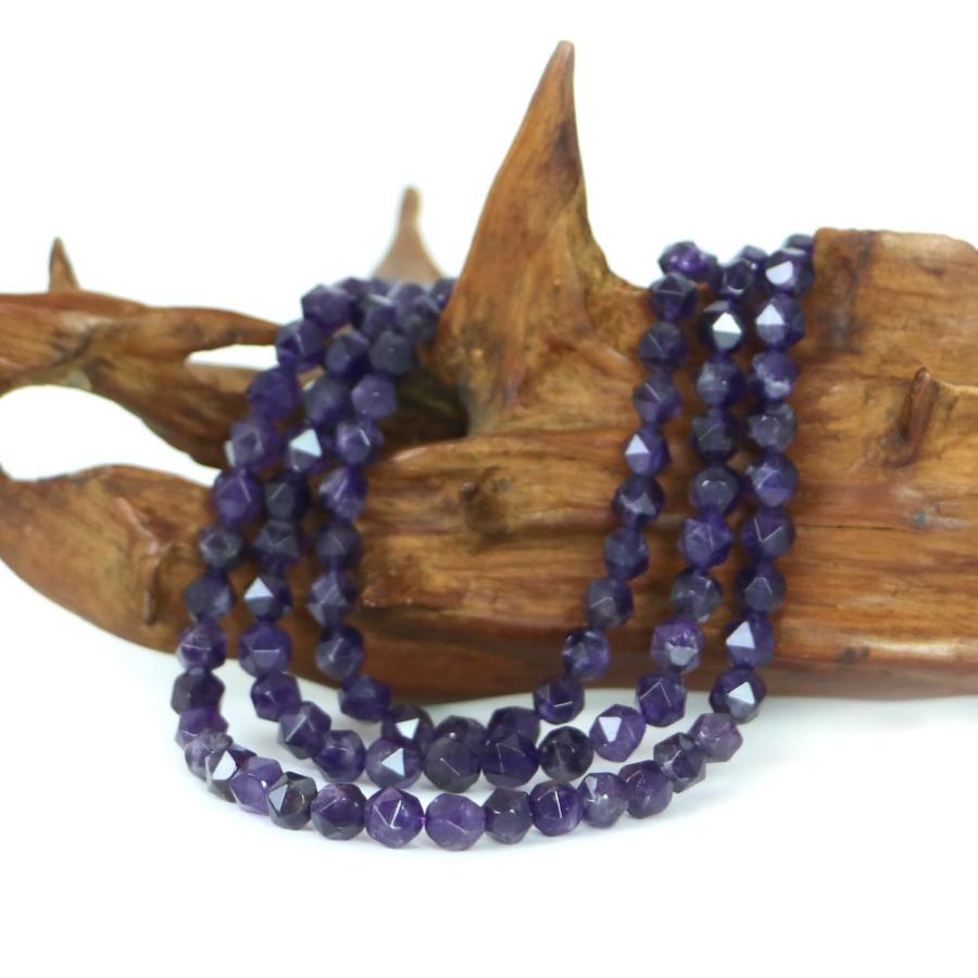 パワーストーン 天然石 ブレスレット アメジスト ダイヤカット 6mm 数珠 念珠 Bracelet お試し価格 |  | 11